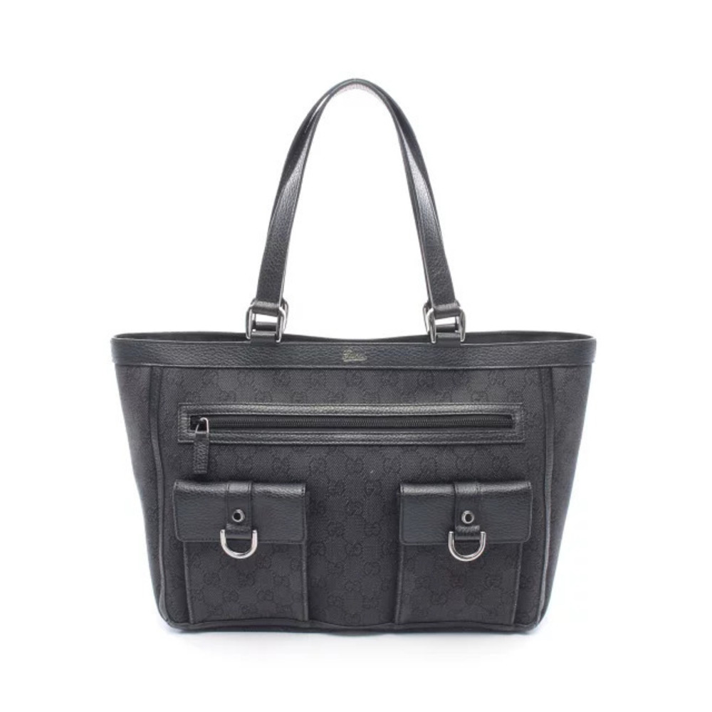 Gucci Abbey GG Canvas Tote Bag Leather Black